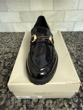 Bandolino Black Patent Loafer with Gold Bit